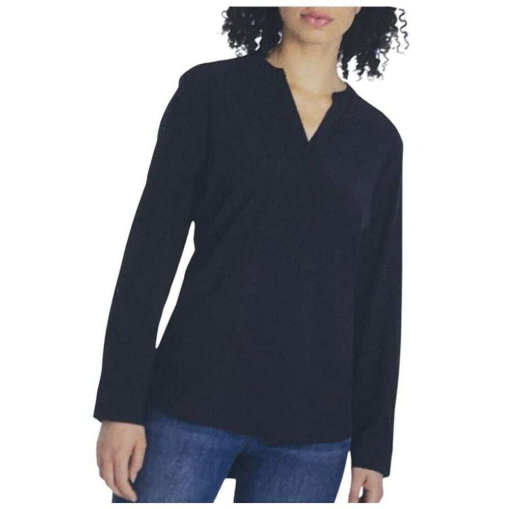 REV Women's XXL Black Long-Sleeve Tunic Shirt Lightweight Polyester Blend i2098